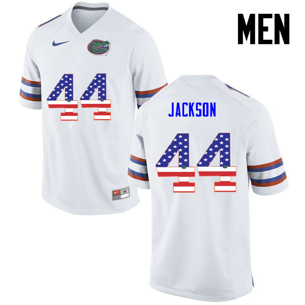 Men Florida Gators #44 Rayshad Jackson College Football USA Flag Fashion Jerseys-White - Click Image to Close